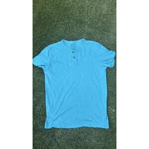 American Eagle Men's Blue Henley Short Sleeve T-Shirt Size Large Casual Tee